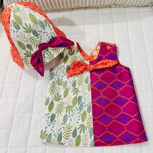 Colorful Baby Dress and Hat Set